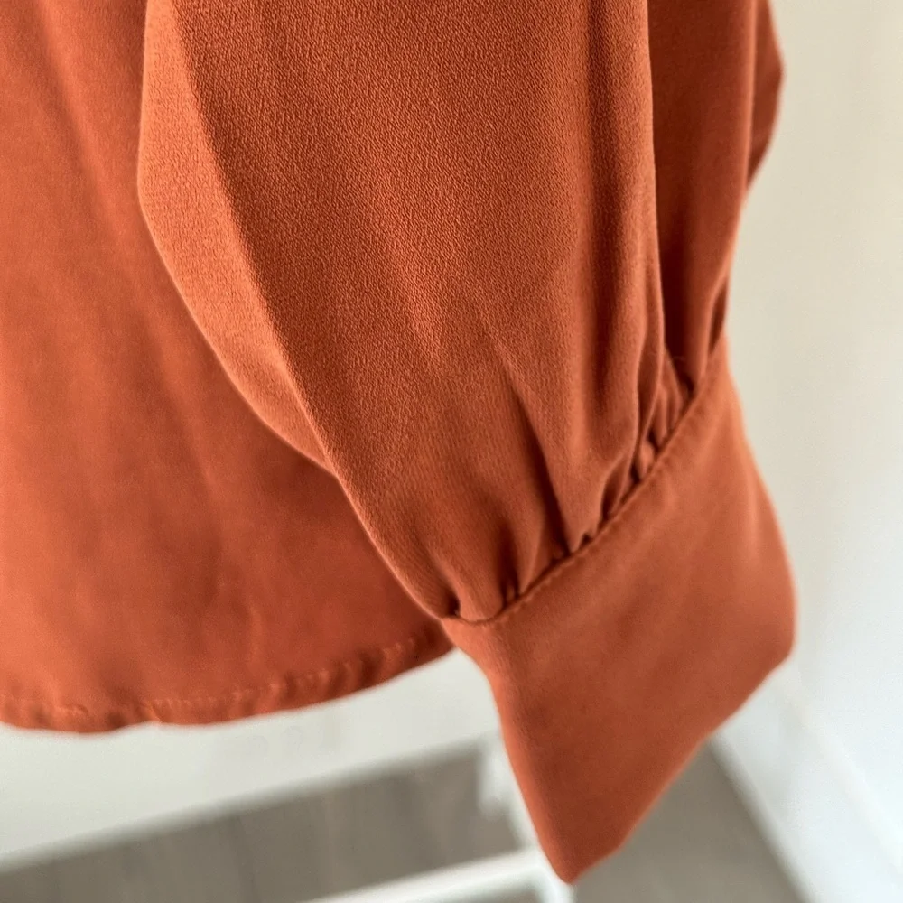 Rust Orange Button-Up Blouse - Picture 5 of 5
